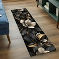 thumbnail image 4 of 2x6 Kitchen Runner Rug, Black Gold Flower Non-Skid Rubber Backing Large Rectangle Rugs - Living Room Bedroom Home Office, Gradient Luxurious Floral Botanical Indoor Floor Mat Carpets Washable Rug, 4 of 9