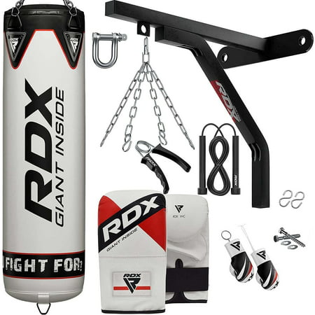 RDX Punching Bag for Boxing Training, Filled Heavy Bag Set with Punching Gloves, Chain, Wall Bracket, Great for Grappling, MMA, Kickboxing, Muay Thai, Karate, BJJ & Taekwondo, 17 pcs 5FT/4FT