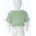 thumbnail image 3 of vastwit Baby Girls Knit Cardigan Short Sleeve Single Button Ruffle Dress Cover Up Green 2-3, 3 of 7