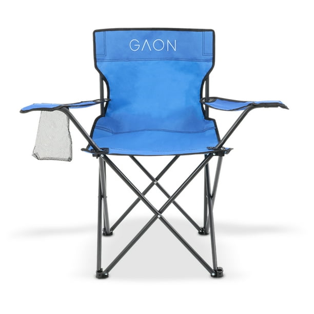 Silla Plegable para Camping Pesca Playa y Exteriores de Lona Impermebale con Porta Vaso Ligera Silla para Exterior Ergonomica con Estructura de Acero y Funda Transportadora (Azul)