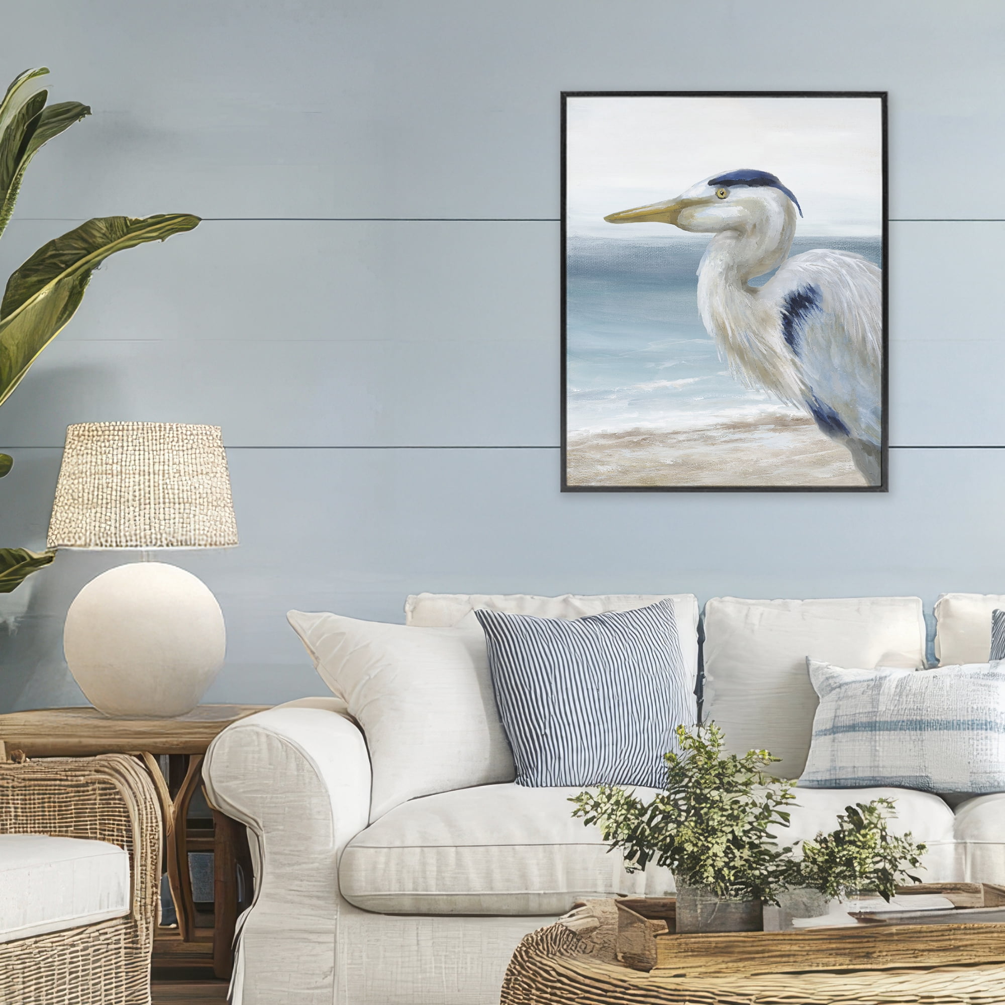 Stupell Industries Left Gazing Heron Black Framed Giclee Art, design by Nan