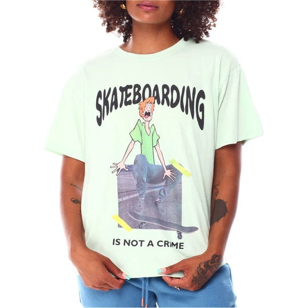Camiseta gráfica Elevenparis Skateboarding Is Not A Crime para hombre verde sutil XL