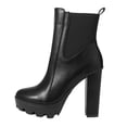 thumbnail image 6 of Dakaela Women's Platform Ankle Boots Chunky High Heel Short Combat Booties Comfort Dress Mid Calf Boots, 6 of 7