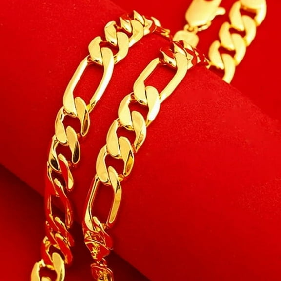14K Gold Filled Solid Figaro Necklace 24"