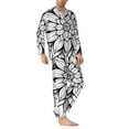 thumbnail image 2 of Naloa Mandala Floral Line Art Men’s Pajamas Set - Long Sleeve Button Down Sleep Shirt and Pajama Bottoms Sleepwear Set-Medium, 2 of 7