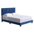thumbnail image 4 of Boyd Sleep Pisa Blue Velvet Queen Size Fully Upholstered Platform Bed Frame with Adjustable Headboard, 4 of 13