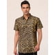 thumbnail image 2 of Lars Amadeus Camisas con estampado de leopardo pahombre, mangas cortas con botones, camisas con estampado de guepardo animal vintage Amarillo XL, 2 of 6
