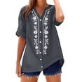 thumbnail image 1 of Camisetas de Cuello en V de Manga Corta para las Mujeres Casual Suelto Cuello Redondo Blusa de Verano Camisetas Cuello en V de las Mujeres, 1 of 7