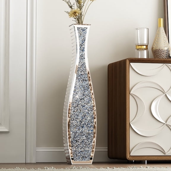 SHYFOY Tall Glam Crushed Diamond Floor Vase – Modern Luxury Decor for Living Rooms