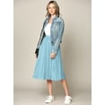 thumbnail image 5 of Made by Johnny Women's High Elastic Waist Pleated Mid A-Line Swing Skirt XL AQUA, 5 of 6