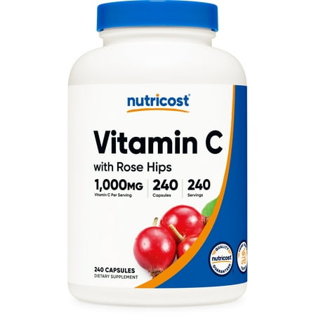 Nutricost Vitamin C with Rose Hips Supplement 1000mg, 240 Capsules