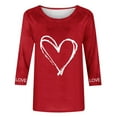 thumbnail image 3 of Hvot&aat Ladies' Valentines Day Shirts Love Heart Graphic 3/4 Sleeve Sweatshirt Crewneck Pullover Holiday T-shirt, 3 of 4