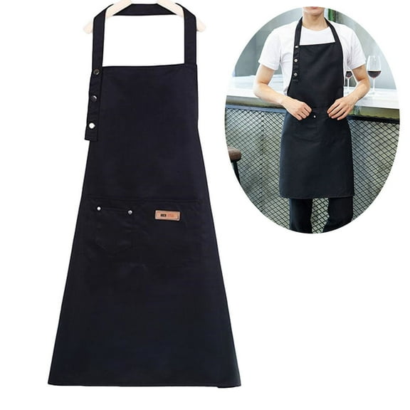 Soimiss waterproof kitchen apron Adult Apron Black Adjustable 1Pcs