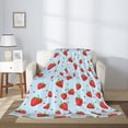thumbnail image 2 of Rateoe Strawberry Pattern Flannel Throw Blanket, Ultra-soft Blanket for Bed, Couch, Car, Hypoallergenic Anti-pilling blanket-40"x30"(Vertical), 2 of 6