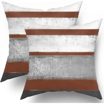 Burnt Orange Pillow Covers 16x16 Set of 2 Light Grey Gray White Modern Abstract Art Striped Throw Pillows Farmhouse Outdoor Decorative Pillowcase Cotton Square CushionCover for HomeCouchBed