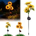 thumbnail image 1 of Outdor Solar Three Head Sunflower Garden Lamp With Glowing For Outdoor, 1 of 6