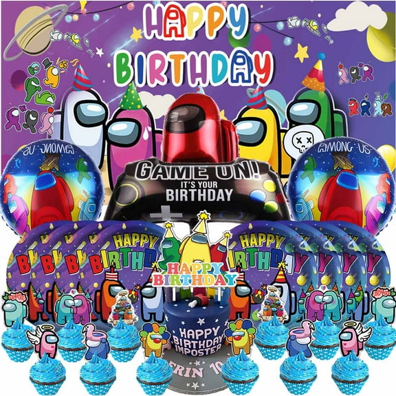 Among Us Party Supplies Paper Plates Decorations Birthday Cake Topper Banner Decor Backdrop Balloons