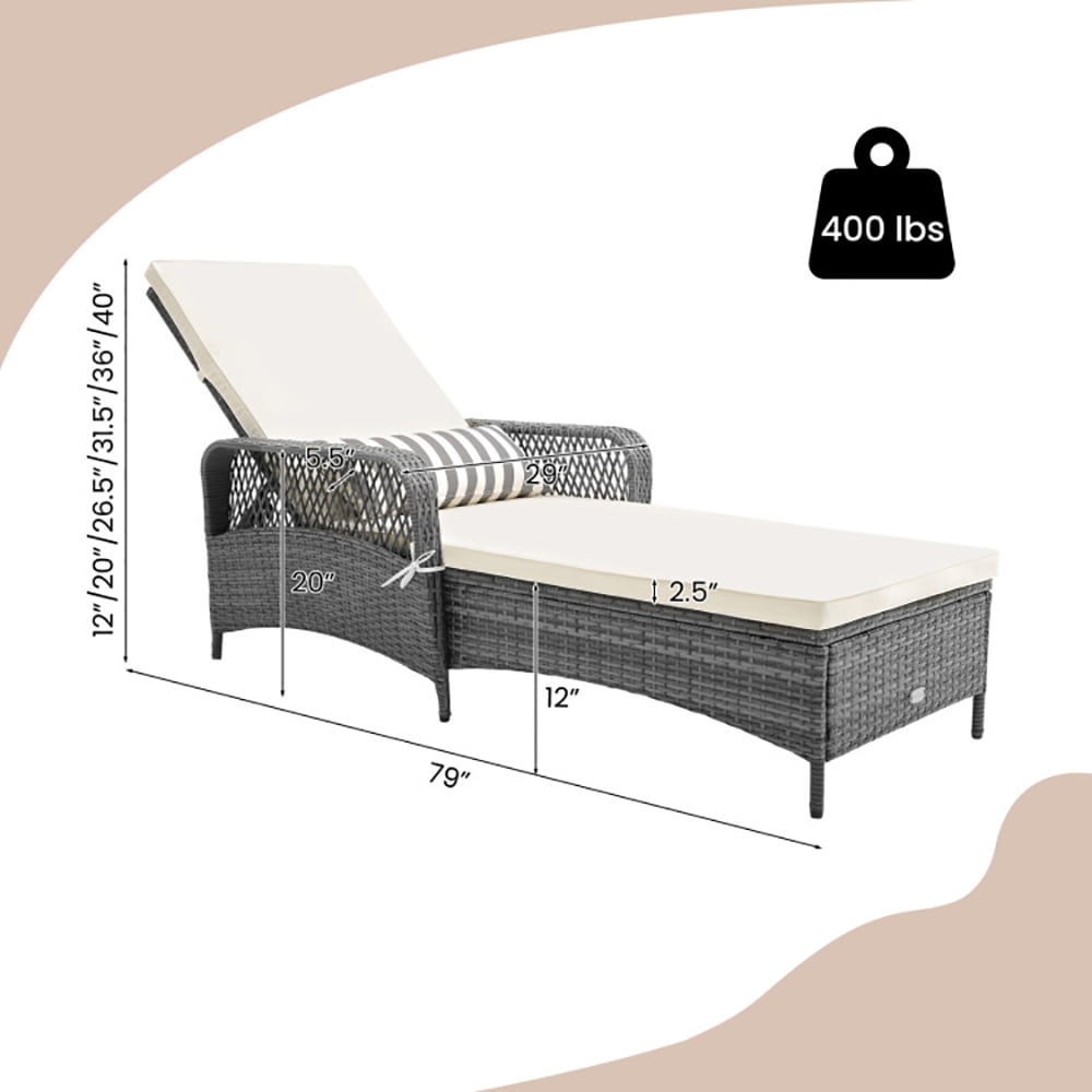 Aimee Lii Outdoor Chaise Lounge Chair Recliner with 6-Level Backrest Cushion and Pillow, Patio Loungers Aimee Lii Outdoor Chaise Lounge Chair Recliner with 6-Level Backrest Cushion and Pillow, Patio Loungers