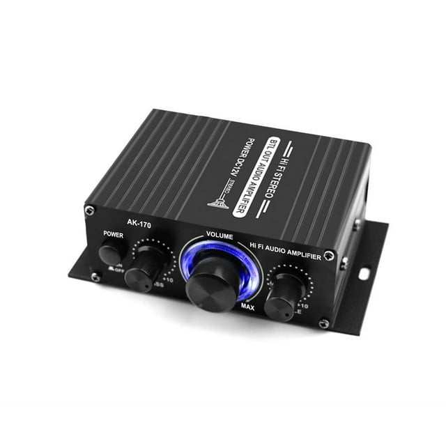Tomfoto AK170 - Amplificador de audio digital de doble canal (20 W + 20 W), control de graves y agudos, para coche y hogar.