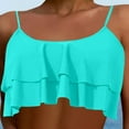 thumbnail image 3 of XEGLSBU Womens Swimsuits 1 Piece High Neck Women's Fashion Solid Color Crop Double Swimsuit Top 1 Light Green Size L, 3 of 5