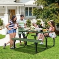 thumbnail image 2 of Moccha Picnic Table  Set - Portable Plastic Picnic Table w/Steel Frame & Wood-Like Texture, All Weather Heavy Duty Picnic Table Kit, Picnic Tables for Outdoors Garden Patio Party Dining (Green), 2 of 9