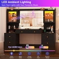 thumbnail image 2 of ChVans 62'' Large Vanity Desk with Tempered Glass Top, 60000-color LED Lights, Charging Station, Black Makeup Vanity with 3 Lights Mode LED Mirror, 8 Drawers, 2 RGB cabinets for Women, Girls Gift, 2 of 9
