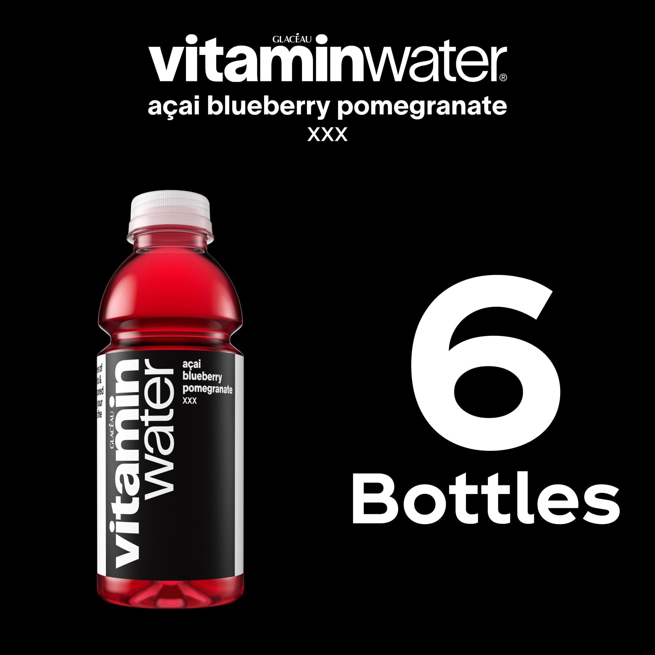 vitaminwater XXX Acai-Blueberry-Pomegranate Flavored Water Beverage Bottles, 16.9 fl oz, 6 Pack