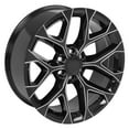 thumbnail image 4 of OE Wheels CV98B 22 Inch Rim Fits Silverado 1500 Snowflake Style 6x139.7 22x9 Gloss Black with Milled - Hollander 5668 (1), 4 of 5