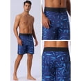thumbnail image 5 of DARING DIVA Men's Elastic Waist Drawstring Hawaiian Print Athletic Swim Trunks 32 Blue, 5 of 6