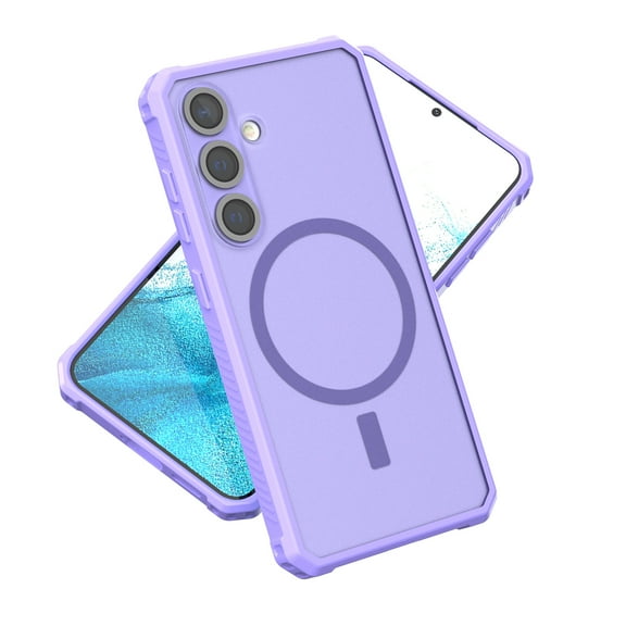 Designed for Magnetic Samsung Galaxy S25 Case,[Compatible with MagSafe] [Military Grade Drop Protection] Slim Hybrid Rubber Translucent Matte Shockproof Anti-Fingerprint Phone Case,Purple