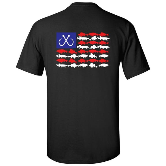 Patriotic Freshwater Fish American Flag USA Fresh Water Fishing Outdoors Men's Short Sleeve T-shirt-Black-small