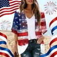 thumbnail image 2 of JULMCOMO American Flag Lightweight Cardigans for Women Red White Blue Half Sleeve Independence Day Kimono Cover Ups Summer Tops Red L, 2 of 6