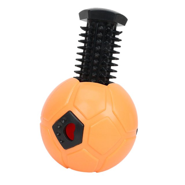 S SERENABLE Dog Treat Dispensing Soccer Chew Fetch Throw Ball for Teeth Cleaning Chewing Orange