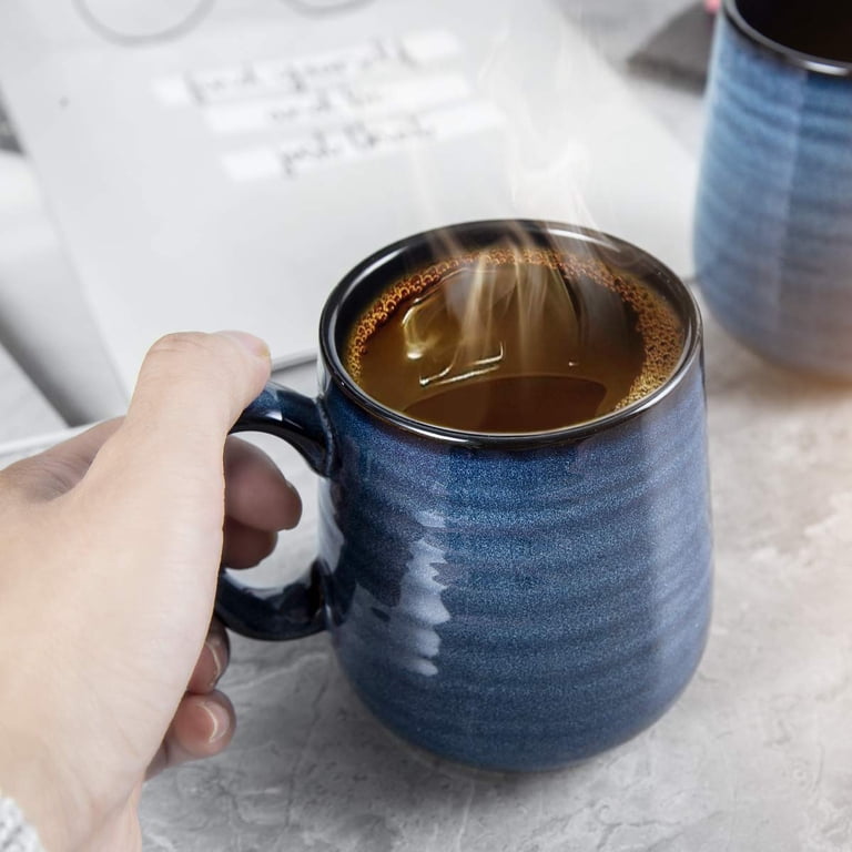 Hasense Coffee Mugs, 15 oz Ceramic Coffee Cups Set of 4, Large Coffee Mugs with Big Handle for Tea, Latte, Milk, Unique Gift for Housewarming Wedding