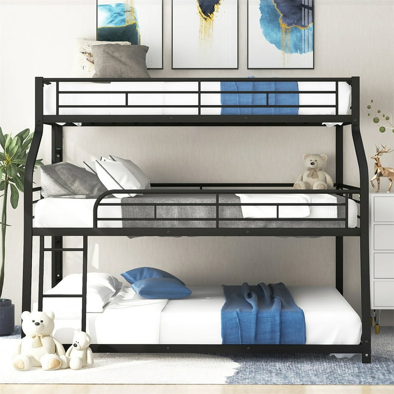 Triple Bunk Bed Twin XL Full XL Queen Triple Bunk Bed with Long