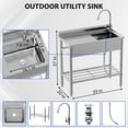 thumbnail image 3 of Bingirl Ultimate Kitchen Convenience: Stainless Steel Freestanding Utility Sink Set with Workbench Storage, Hot/Cold Faucet & Single Bowl, 3 of 7