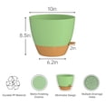 thumbnail image 3 of FIASON 2 Pack 10 Inch Self Watering Planters, Matte Green with Brown Plastic Flower Pots with Detachable Snap Tray, Watering Lip and Drainage Holes for Patio Balcony Outdoor, 3 of 11