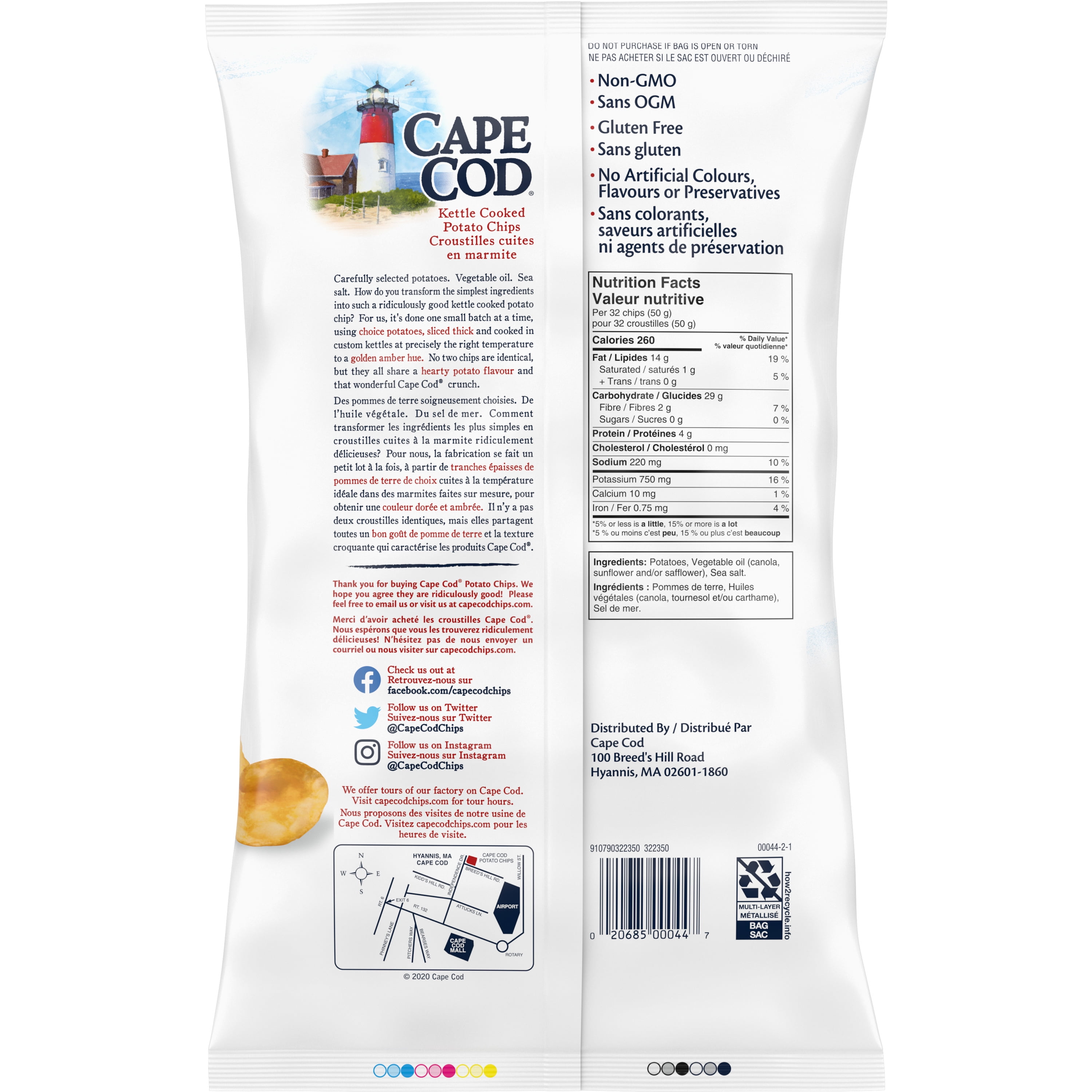 Cape Cod Original Kettle Cooked Potato Chips, 220 GR