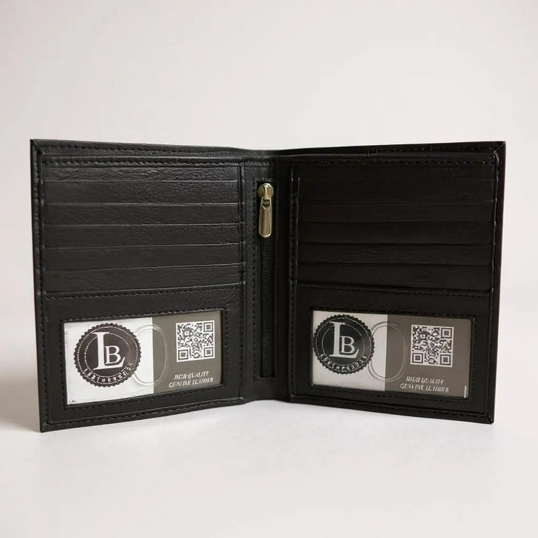Leatherboss Men's Bifold Hipster Wallet, Leather, with 10