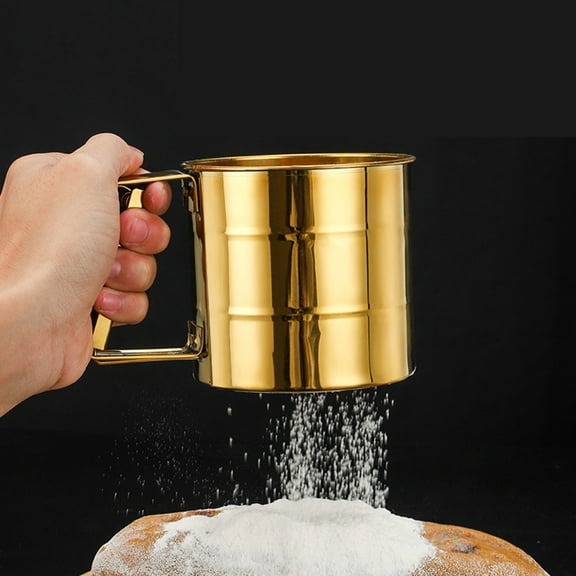 STRANDCHIC Stainless Steel Flour Sifter Cup Golden Color Multipurpose Baking Strainer