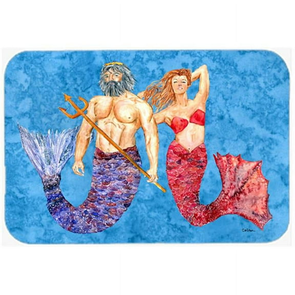 15 X 12 In. Mermaid and Merman Glass Cutting Board Large Size