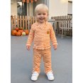 thumbnail image 4 of RUINIXCW Toddler Baby Girl Halloween Pumpkin Pajamas Set Kids Little Girl Fall Winter PJS Set Sleepwear Stripe Button Down Long Sleeve Shirt Pants Set Loungewear Homewear, 4 of 9