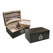 Prestige Import Group - Rockefeller Built-In Partitioned Display Cigar Humidor - Capacity: 130 - Color: Matte Ebony Finish