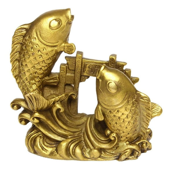 BRABUD Chinese Handmade Brass Arowana Golden Fish Statue Home Decor Gift BS054