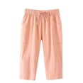 thumbnail image 2 of Baqcunre Womens Shorts Womens Cotton Trousers Waist Loose Pocket Elastic Pants Three-Quarter Pants Womens Sweatpants Pants For Women Pink XXL, 2 of 3