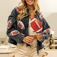 thumbnail image 2 of Womens Cardigan Corduroy Football Sequin Jacket Baseball Casual Jacket Work Cardians, 2 of 6