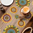 thumbnail image 3 of Welcome Table Runner 70 Inches, Summer Sunflowers Bohemia Floral Rustic Brown Wood Bed Runner Dresser Scarves Tabletop for Indoor Outdoor Parties/Ceremony/Banquet, 13" x 70", 3 of 9
