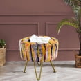 thumbnail image 2 of Home Soft Things Multi Jacquard Faux Fur Round Ottoman - Orange - 18" x 18" x 18", 2 of 7