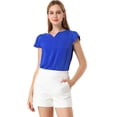 thumbnail image 1 of Camiseta Manga Tulipán Cuello En V Básico Para Mujer Azul XL, 1 of 6