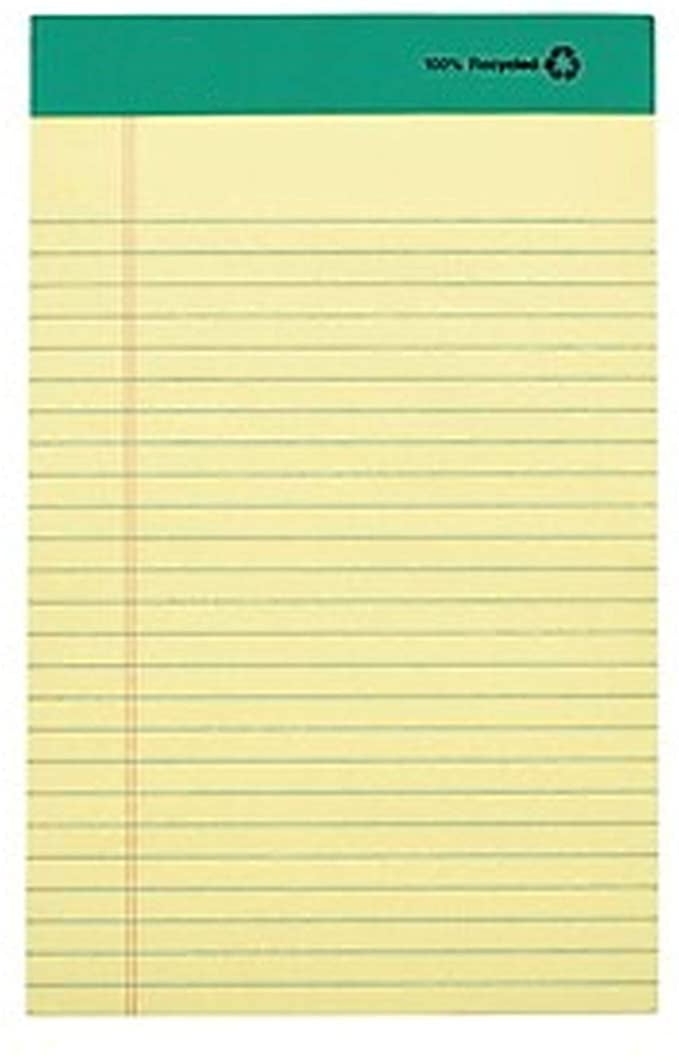 MyOfficeInnovations 100% Recycled Narrow Ruled Perforated Notepads Canary 5' x 8' 12/PK 815590